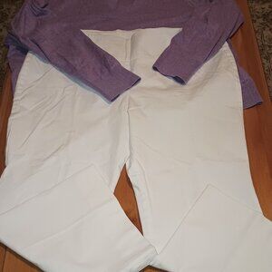 Soft Surroundings Size 1X White Cropped Kickplate Pants